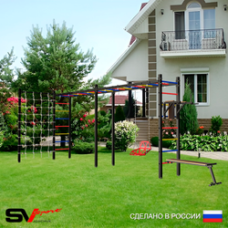 Уличная шведская стенка Sv Sport рукоход х 2 с комплектом турник прямой У55844 (Брусья/Скамья/Со спинкой/Сетка)