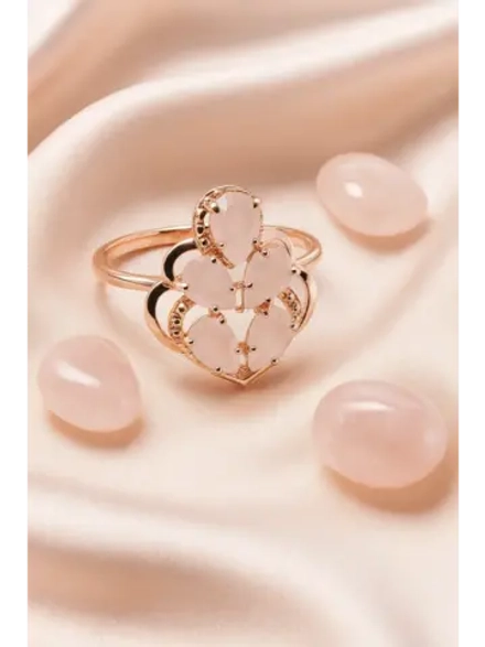 Кольцо серебряное с розовым кварцем