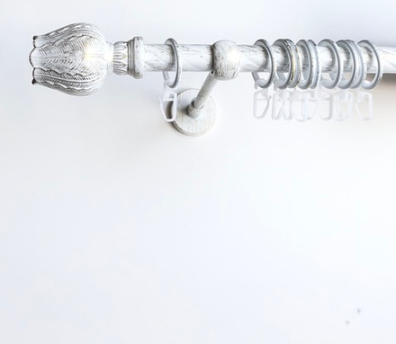 Карниз кованый витой для штор "Тюльпан" d20 мм однорядный, цвет белое золото