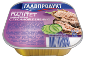 ПАШТЕТ ГЛАВПРОДУКТ ПЕЧЕНОЧНЫЙ ДЕЛИКАТЕСНЫЙ С ГУСИНОЙ ПЕЧЕНЬЮ 95ГР