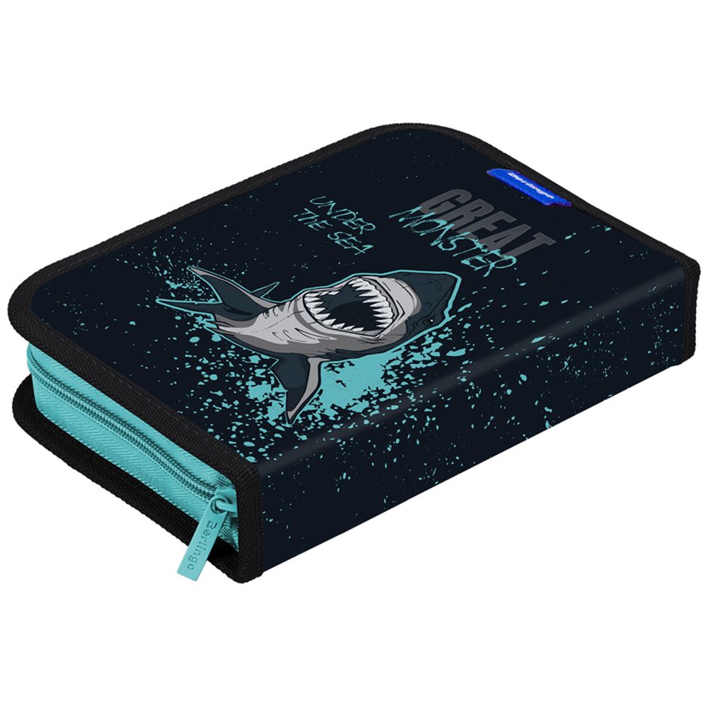 Пенал 1 отделение 200х140х40 Berlingo Sea monster 1, откидная планка, ткань