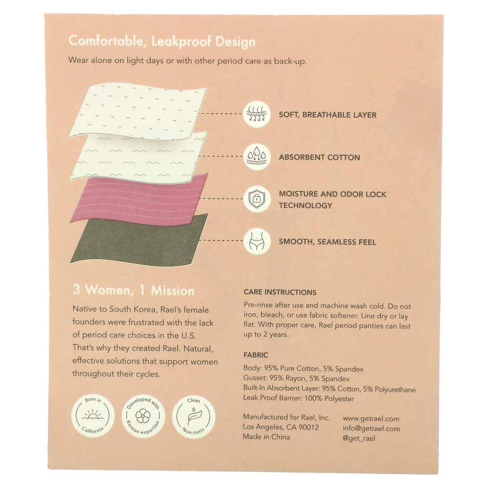 Rael, Многоразовое белье Period, бикини, маленькое, черное, 1 шт.