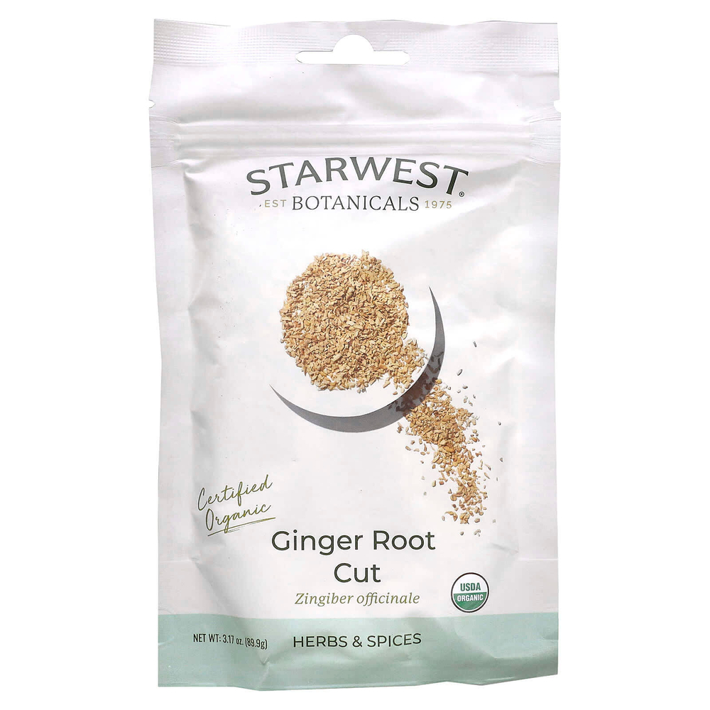 Starwest Botanicals, Органический нарезанный корень имбиря, 89,9 г (3,17 унции)