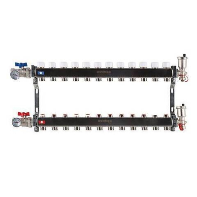 Коллекторная группа для радиаторного отопления ROMMER RMS3210 - 1" на 12 контуров 3/4"EK