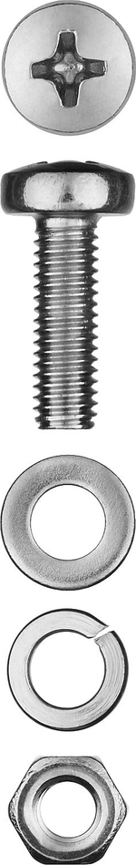 Винт (DIN7985) в комплекте с гайкой (DIN934), шайбой (DIN125), шайбой пруж. (DIN127), M5 x 16 мм, 18 шт, ЗУБР