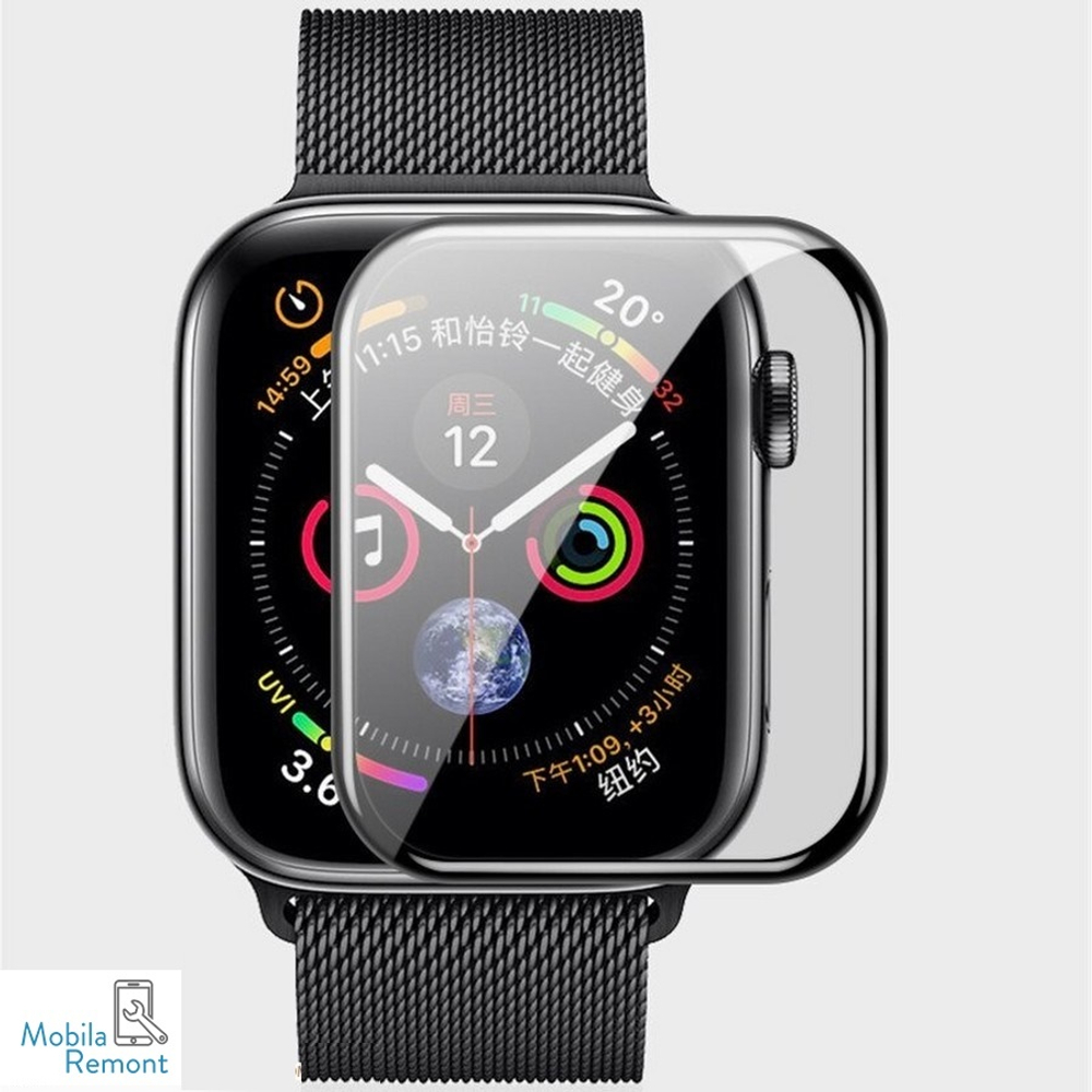 Защитная пленка "Полное покрытие" для Apple Watch/Watch 2/Watch 3 (38 мм) Черная ( силикон )