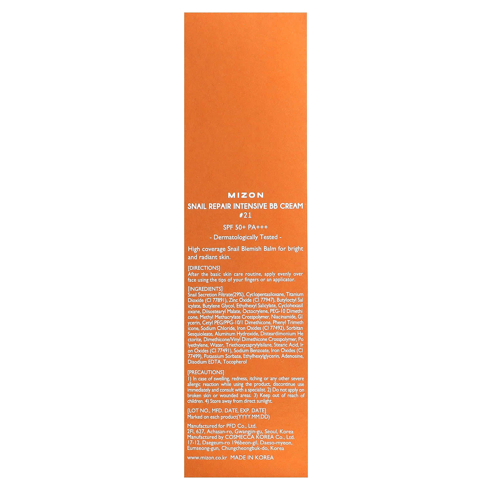 Mizon, интенсивный BB-крем для восстановления улитки, SPF 50+/PA+++, № 21, 50 г (1,76 унции)