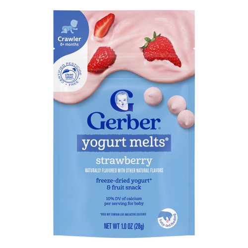 Gerber, Yogurt Melts®, для детей от 8 месяцев, со вкусом клубники, 28 г (1 унция)