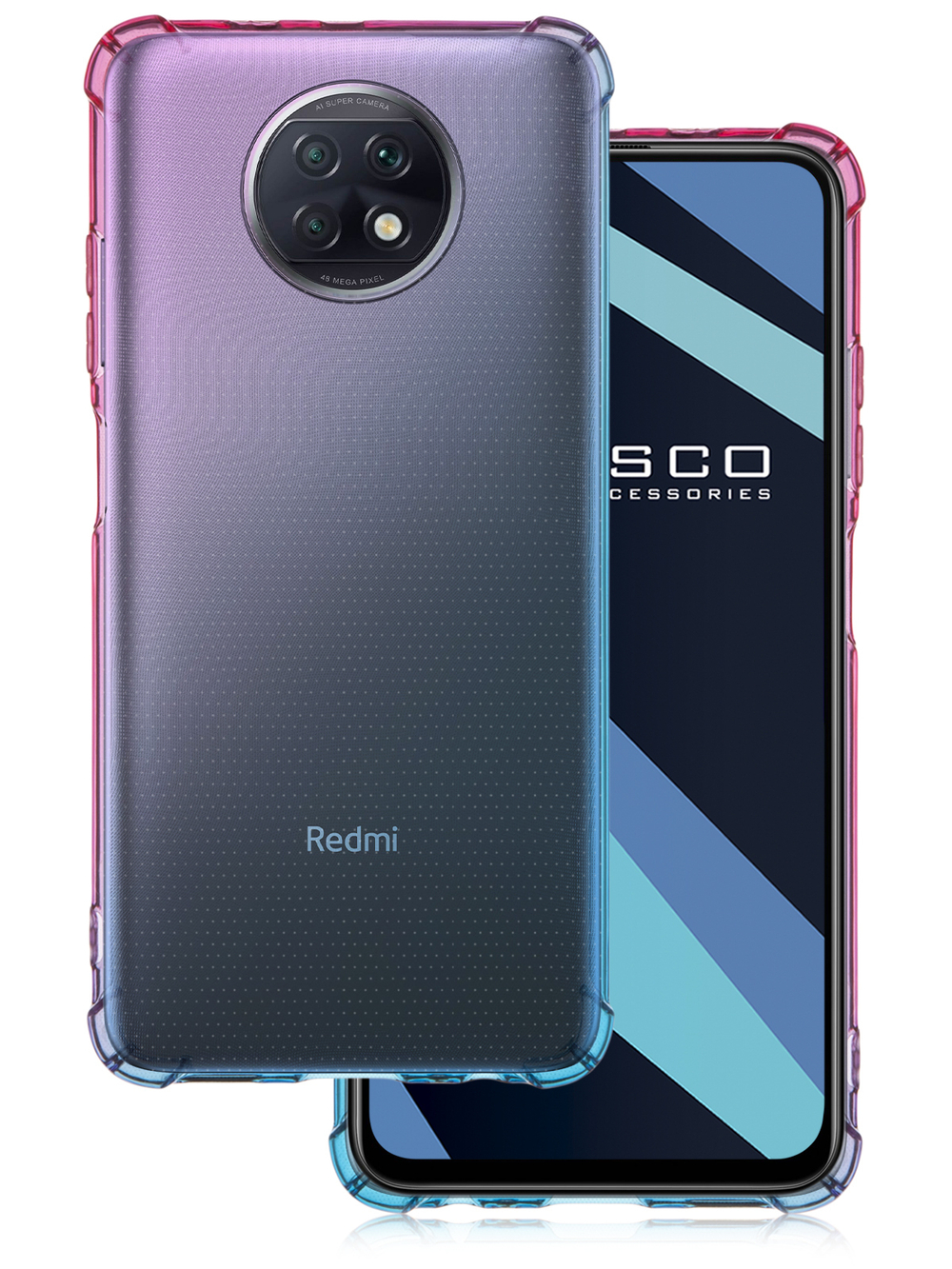Чехол ROSCO для Xiaomi Redmi Note 9T оптом (арт. XM-RN9T-HARD-TPU-PINK-BLUE)