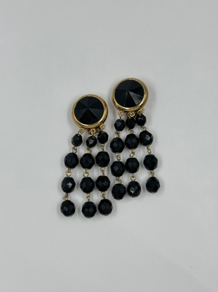 Клипсы с подвесками из чёрных бусин Sonia Rykiel