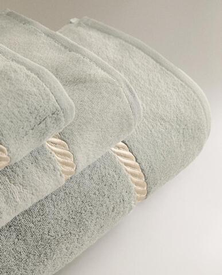 ZARA HOME БАННОЕ ПОЛОТЕНЦЕ С ВЫШИВКОЙ, ЗЕЛЕНЫЙ