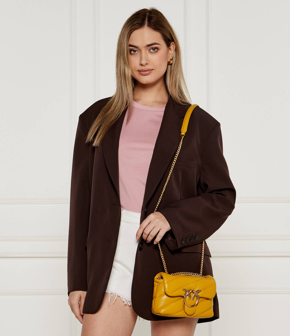 Кожаная сумка-мессенджер Love Puff Baby Pinko - горчичный(100040 A0F2)