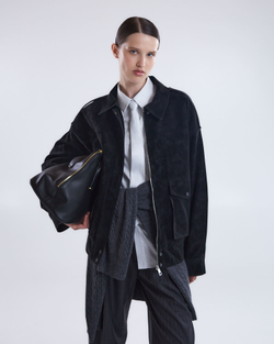 Куртка из искусственной замши с утеплителем черный