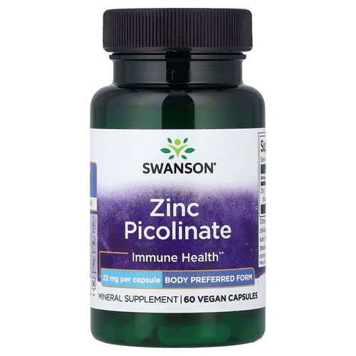 Swanson, Пиколинат цинка, 22 мг, 60 капсул