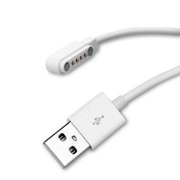 Магнитная зарядка кабель 4 pin 7,62 мм для умных детских смарт GPS часов Smart Baby Watch ELARI Aimoto GEOZON JetKids Wonlex (Белый)