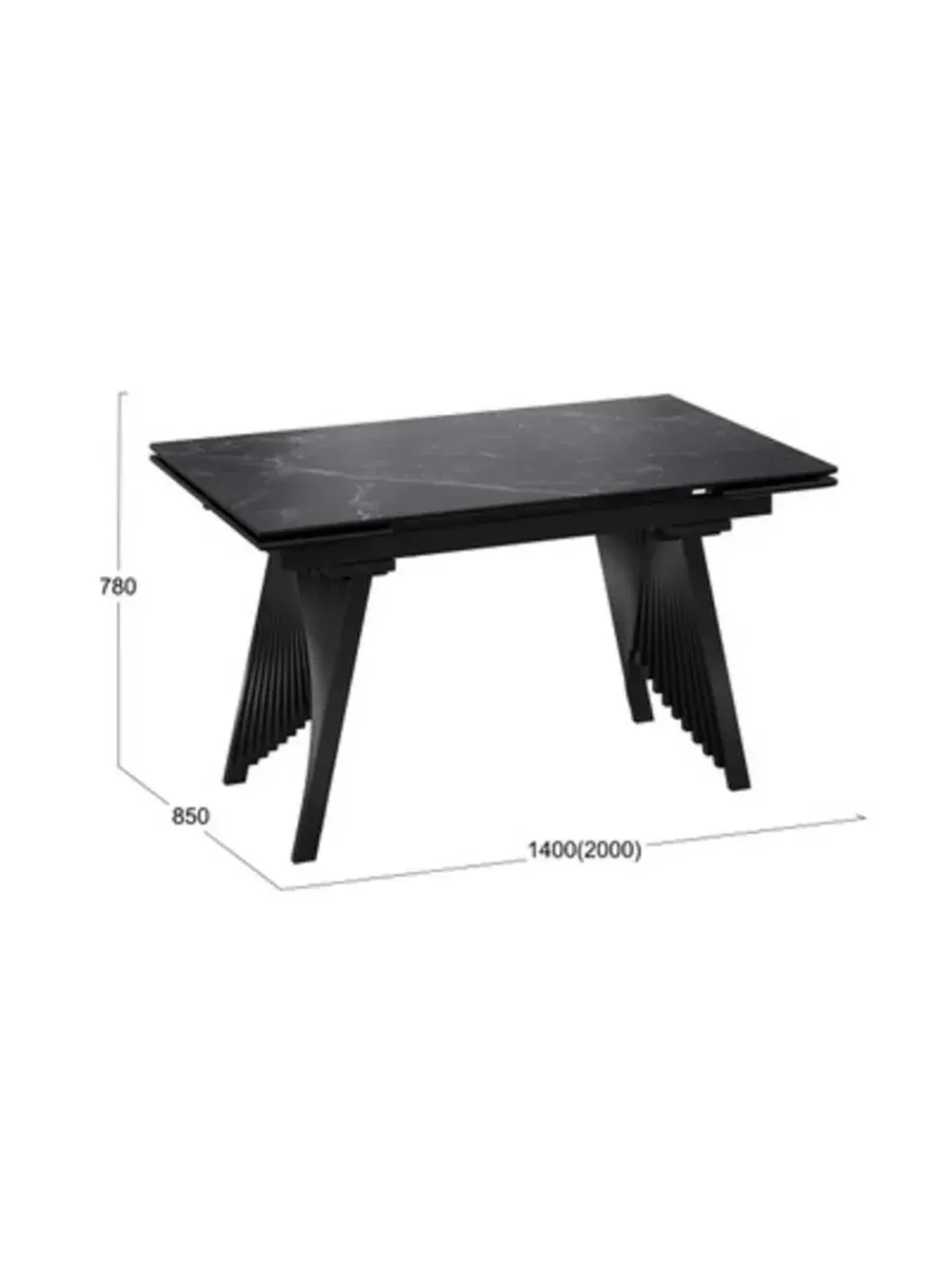 Стол кухонный Керамика черный мрамор 140(200)х85х78 см