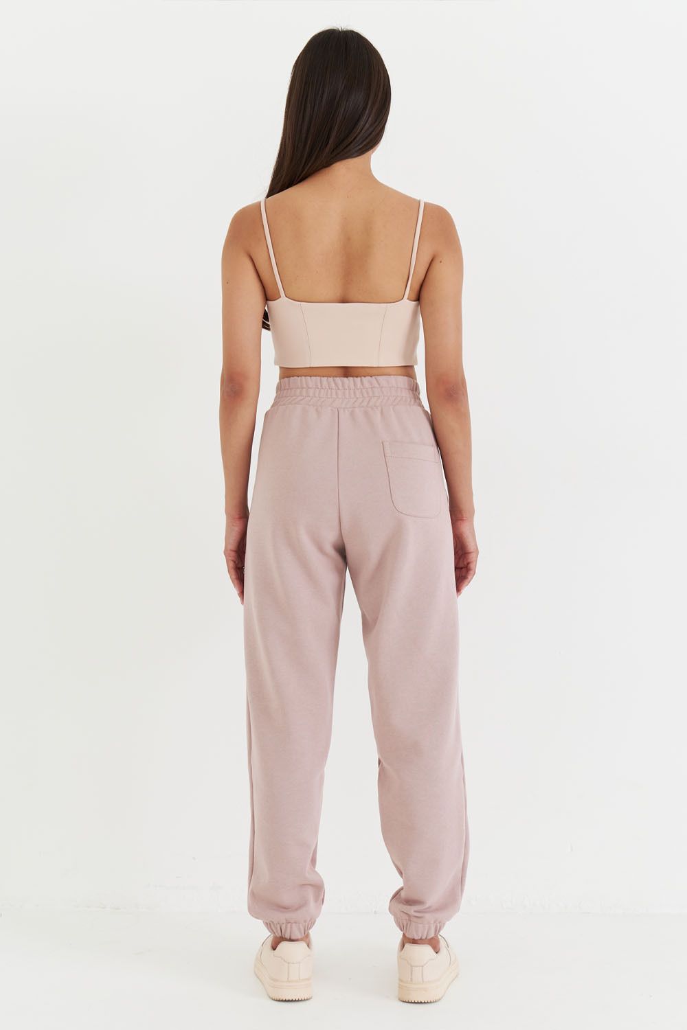 Свободные джоггеры без начеса из премиум футера цвета какао