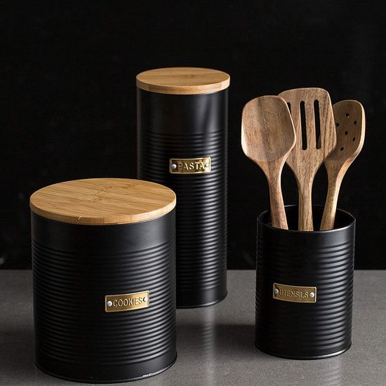 Емкость для хранения пасты otto черная 2 л