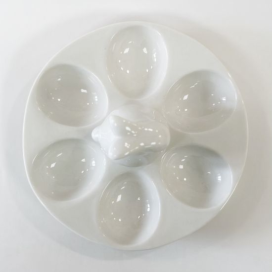 Подставка фарфоровая для яиц 6 ячеек «Зайка», 16,5×9,5 см, цвет белый