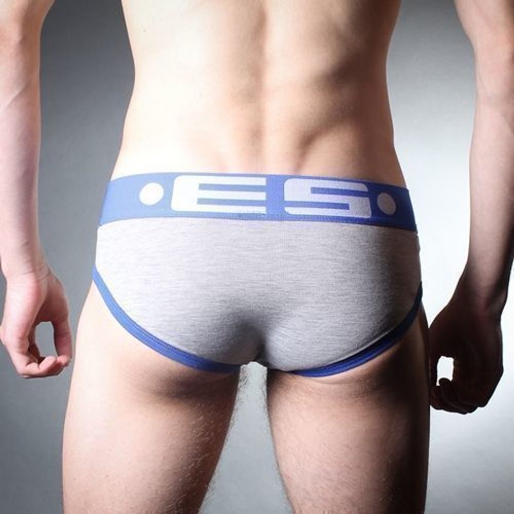 Мужские трусы брифы серые с синей резинкой ES Grey Brief