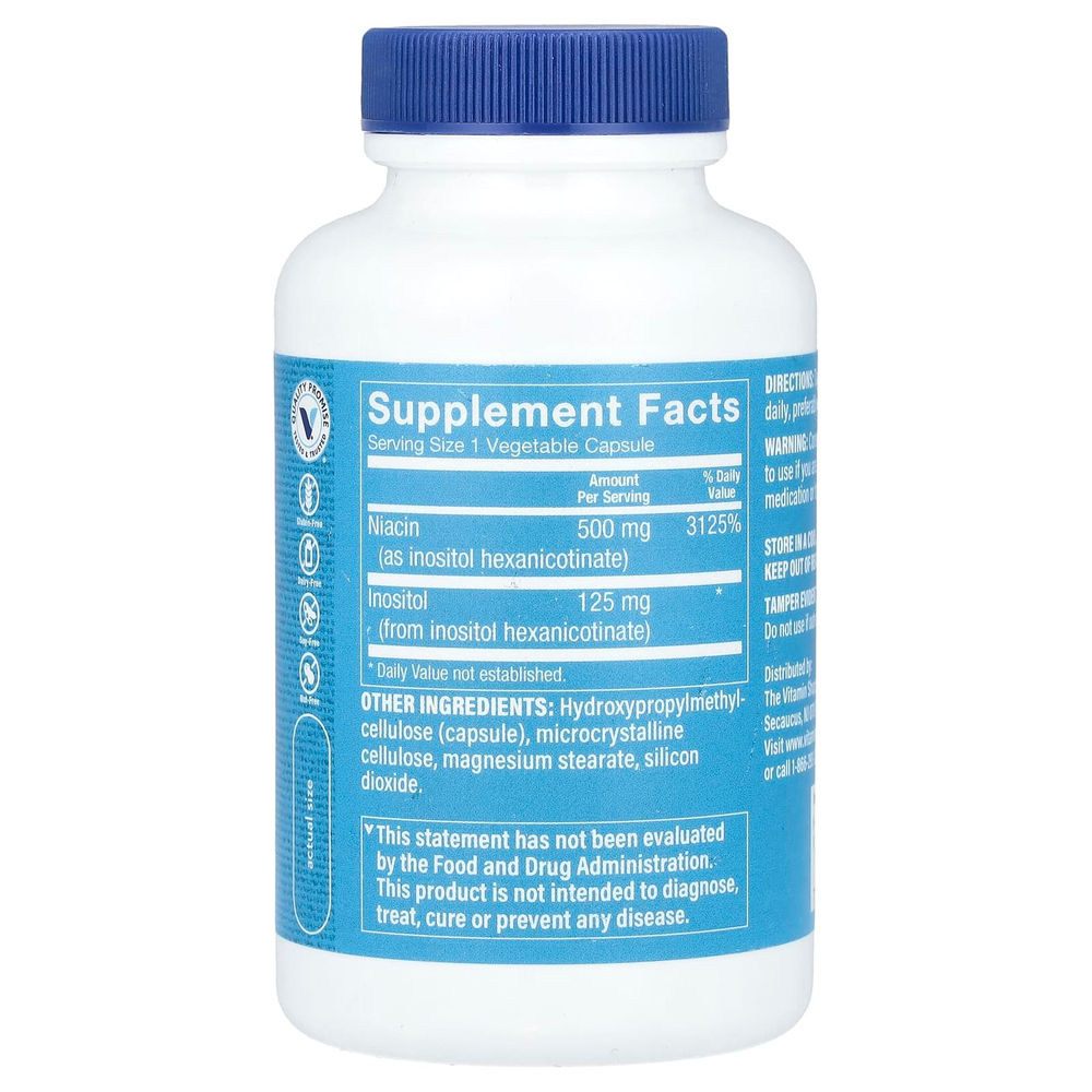 The Vitamin Shoppe, Ниацин без смыва, 500 мг, 100 растительных капсул