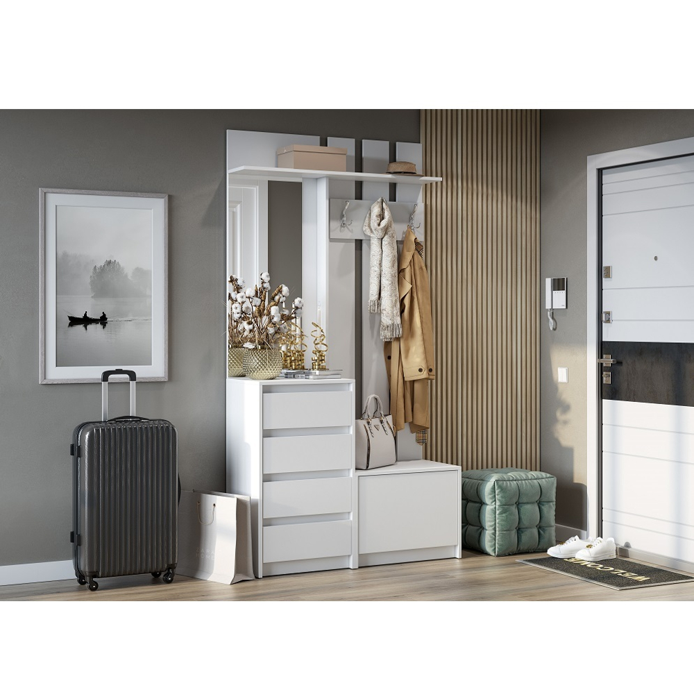 Вешалка с зеркалом Айден ВШ06-1100, белый