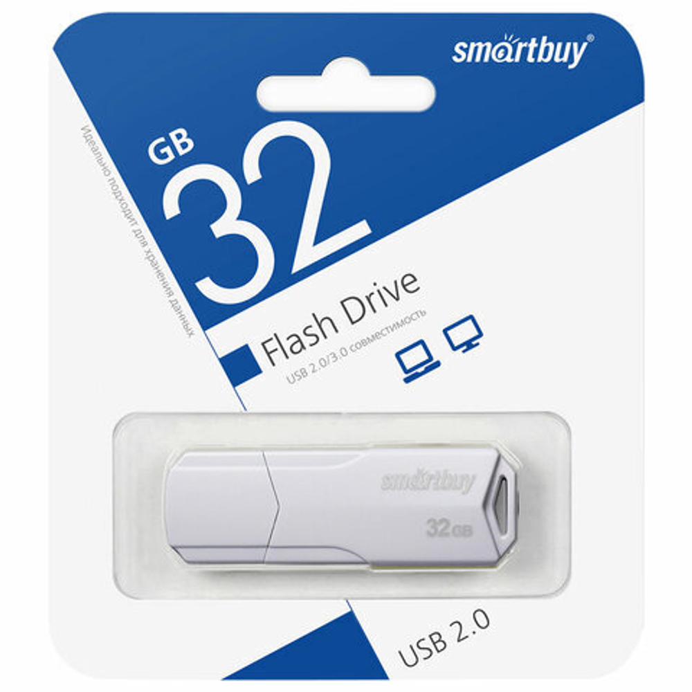 Память Smart Buy "Clue"  32GB, USB 2.0 Flash Drive, белый