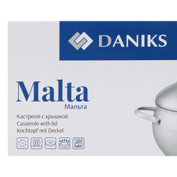 Кастрюля нерж, 2.9 л, с крыш, Daniks, Мальта, GS-01345KS-18CA, индукц