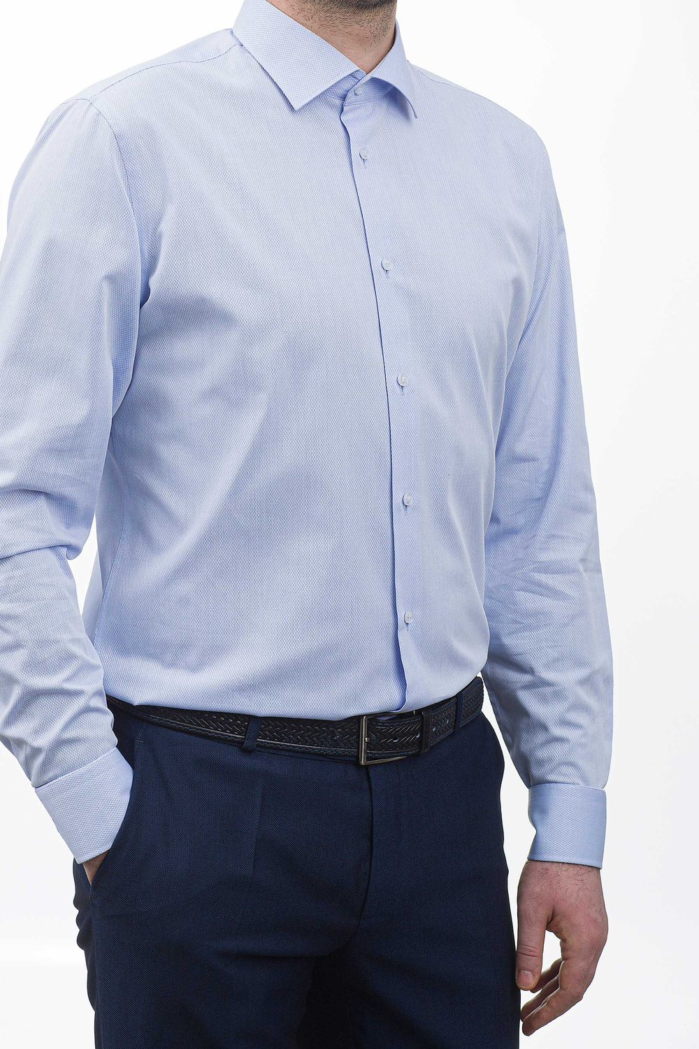 Сорочка мужская VESTER длинный рукав, цыет голубой, хлопок/пэ 70714 12