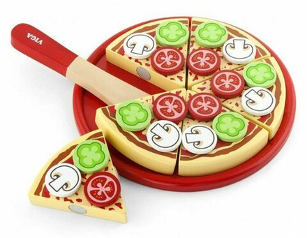 Сюжетно-ролевой набор Viga - Деревянный игровой набор - Пицца в нарезке - Вига 58500