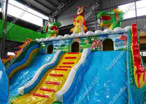 Коммерческий надувной батут "Затерянный остров, три горки" 12*7*7 м