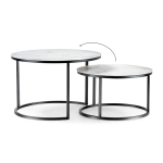 Журнальный стол Woodville Плумерия белый мрамор, черный