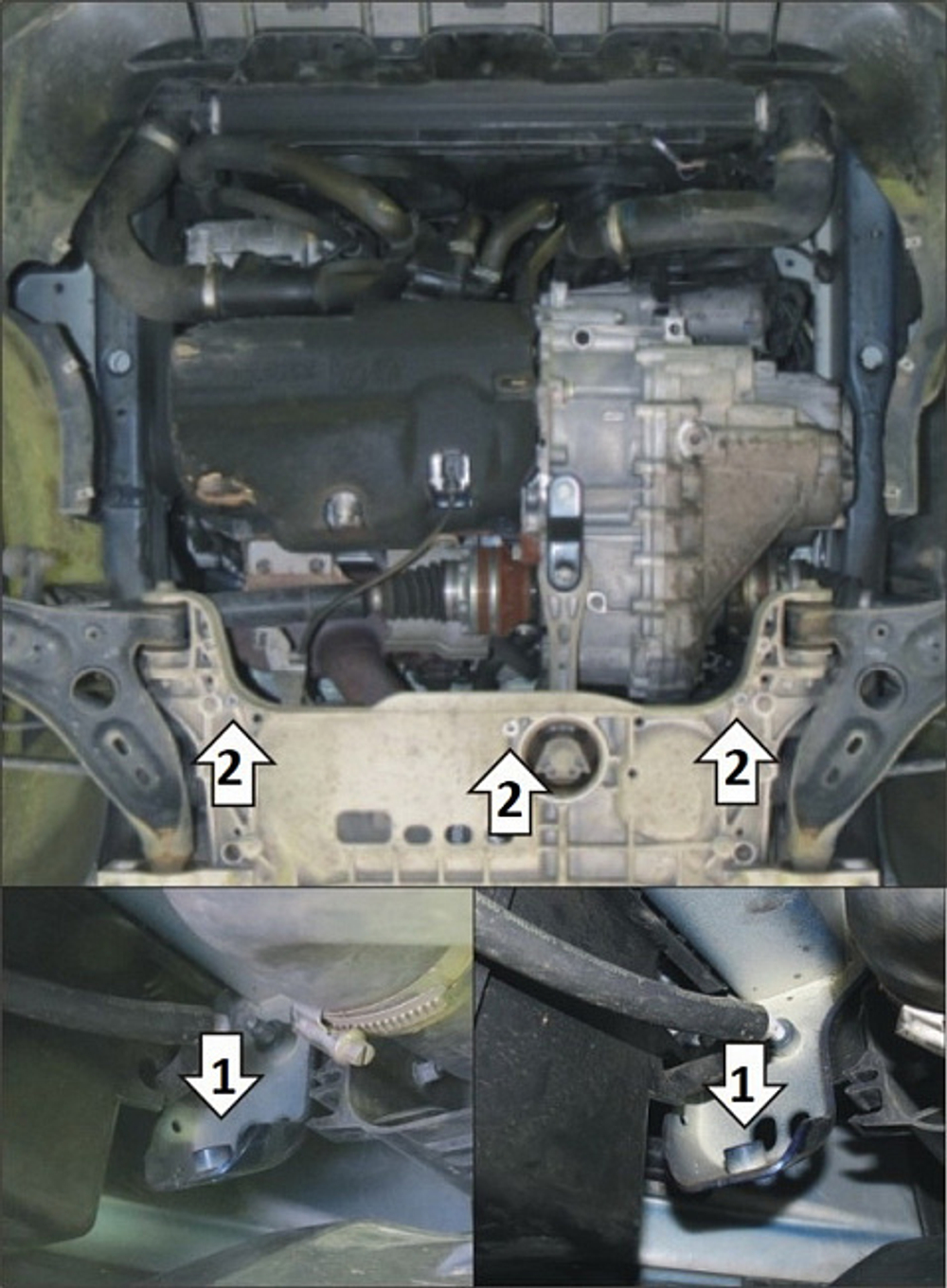 Усиленная защита Motodor картера двигателя, кпп. 3 мм, сталь. для Volkswagen Tiguan 2011-2016,Volkswagen Tiguan 2007-2011 арт.12720