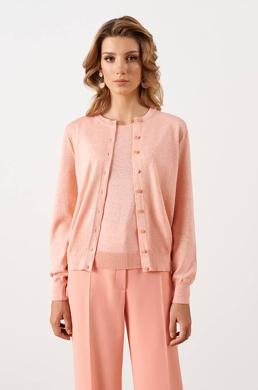 1875 Кардиган женский (розовый меланж)