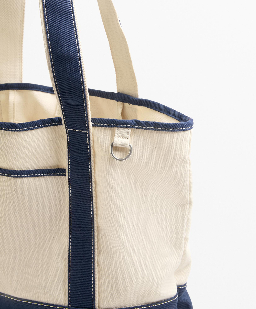 Oysho Сумка-шоппер из холста, бежево-синий