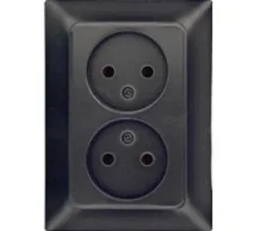 NE-AD Розетка 2-гн без заземления, 16А, 250В , IP20, металлик черный, Aras