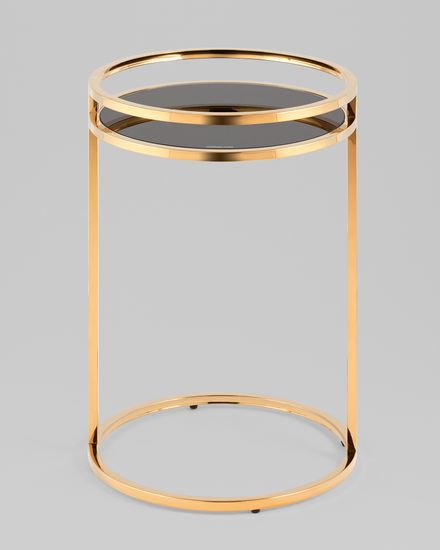 Журнальный столик Гестия 41*60см стекло черное сталь золото