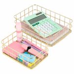Органайзер для косметики корзинка 2 штуки из металла MONTE VITA, 24х16х6,3 см + 17х12х6 см, золото, 272483