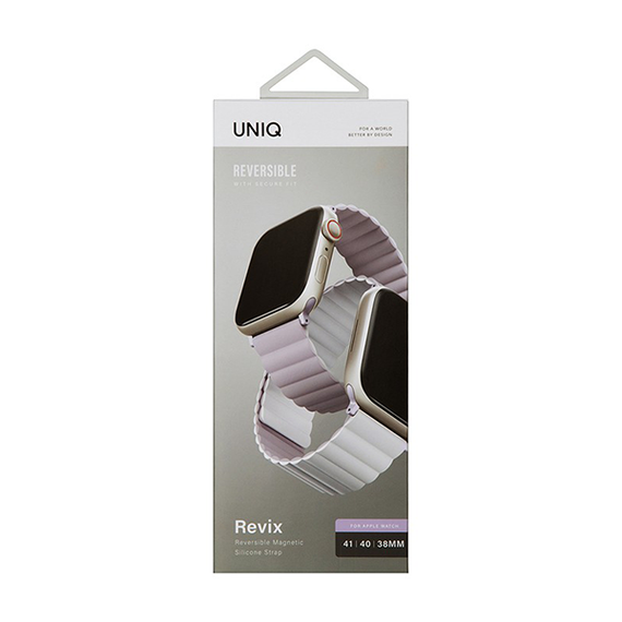 Ремешок Uniq Revix reversible Magnetic для Apple Watch 38-40-41 мм (41MM-REVLILWHT), фиолетовый/белый