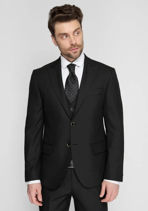Мужской классический костюм тройка (черный) Б20