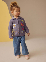 Кардиган вязаный с вышивкой для девочки Next E25-151, Сиреневый