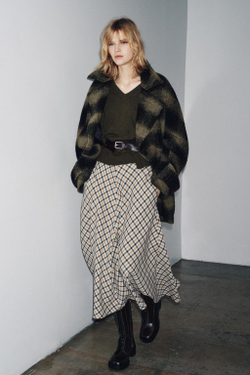 ZARA ТРИКОТАЖНЫЙ СВИТЕР ОВЕРСАЙЗ ИЗ 100% ШЕРСТИ, ЗЕЛЕНЫЙ