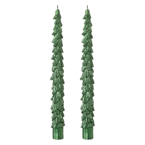 Набор из двух свечей зеленого цвета из коллекции new year essential, 25 см