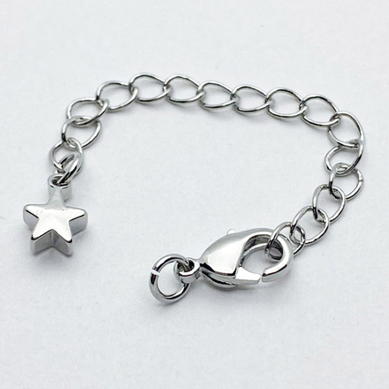 Замок-карабин с удлинителем, цвет серебро (родий), размер 10 мм, цепочка 50 мм, цена за 1 шт