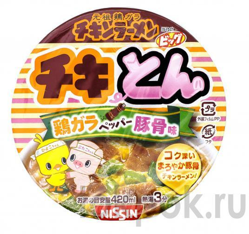 Лапша Чикен Рамен со вкусом курицы и свинины Nissin, 101 гр