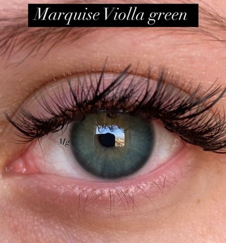 Бирюзово - зеленые натуральные цветные линзы Marquise Violla green / Для светлых и темных глаз / 12 месяцев