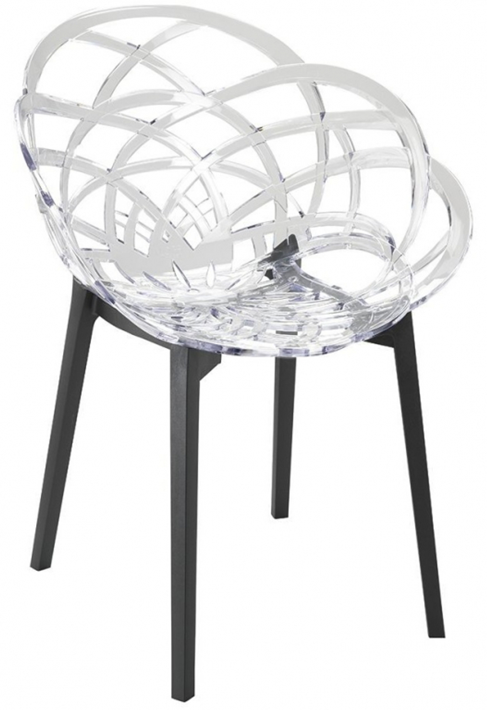 Кресло прозрачное Papatya Flora, черный, прозрачный