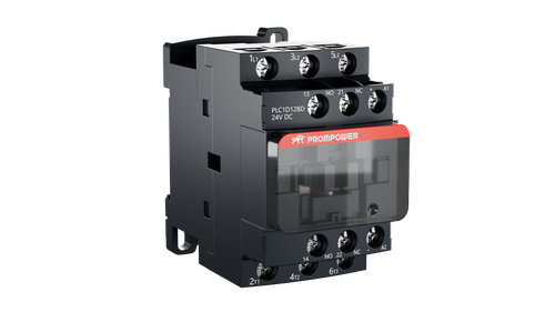 Контактор Prompower PLC1D12BD серии Pulse, ток 12А, 3 полюса, доп контакт 1НО+1НЗ, катушка 24DC