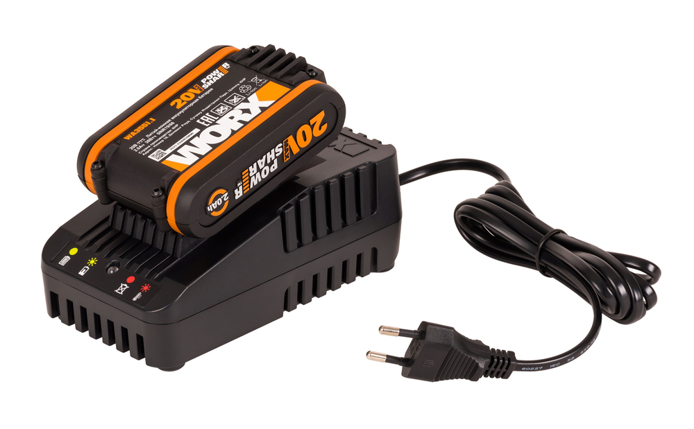 Комплект WORX WA3611: Двойное зарядное устройство WA3883