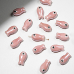 Бусина в форме рыбки, 18,5*10мм, розовая, глазурированный фарфор